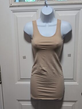 Divided Beige Scoop Neck Tank Top